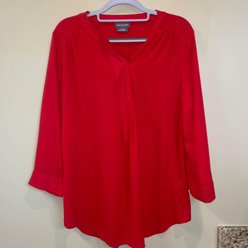 Long-Sleeve Red Blouse